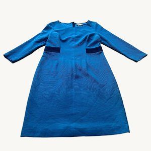 Boden size 10 L Teal Blue Laura Ottoman Texture Ribbed 3/4 Sleeve Sheath Dress